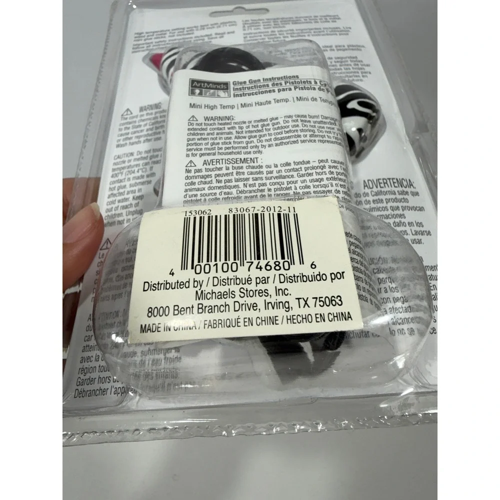 ArtMinds High Temp Mini Glue Gun Zebra Print Black White Pink 153062 New